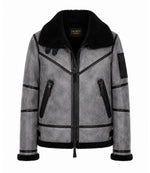 Mens B3 Grey Sheepskin Shearling Jacket - Jacket Aura