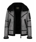 Men's B3 Grey Sheepskin Shearling Jacket  Front - Jacket Aura