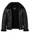 Men's Black Fur Lined Full Grain Leather Jacket Front - Jacket Aura