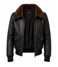 Men's Black G1 Aviator Leather Jacket - Jacket Aura
