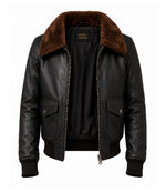 Men's Black G1 Aviator Leather Jacket - Jacket Aura