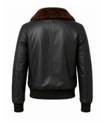 Men's Black G1 Aviator Leather Jacket Back - Jacket Aura