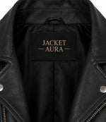 Men's Black Leather Biker Jacket Collar - Jacket Aura