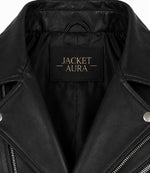 Men's Black Quilted Leather Biker Jacket Collar - Jacket Aura