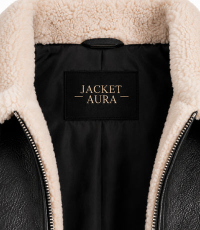 Mens Black Shearling Down Puffer Jacket Collar - Jacket Aura