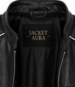 Men's Black and Red Quilted Biker Jacket Collar - Jacket Aura