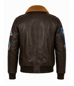 Men's Brown Flight Aviator Leather Jacket Back - Jacket Aura