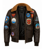 Men's Brown Flight Aviator Leather Jacket Front - Jacket Aura