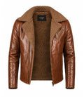 Men's Brown Shearling Leather Jacket Front - Jacket Aura