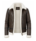 Men's Dark Brown B3 Aviator Leather Jacket Front - Jacket Aura