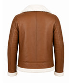 Men's Francis Brown Shearling Leather Jacket Back -  Jacket Aura