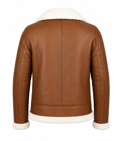 Men's Francis Brown Shearling Leather Jacket Back -  Jacket Aura