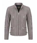Men's Grey Suede Biker Jacket - Jacket Aura