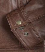 Men's Cognac Leather Harrington Jacket | Jacket Aura in XS - Jacket Aura