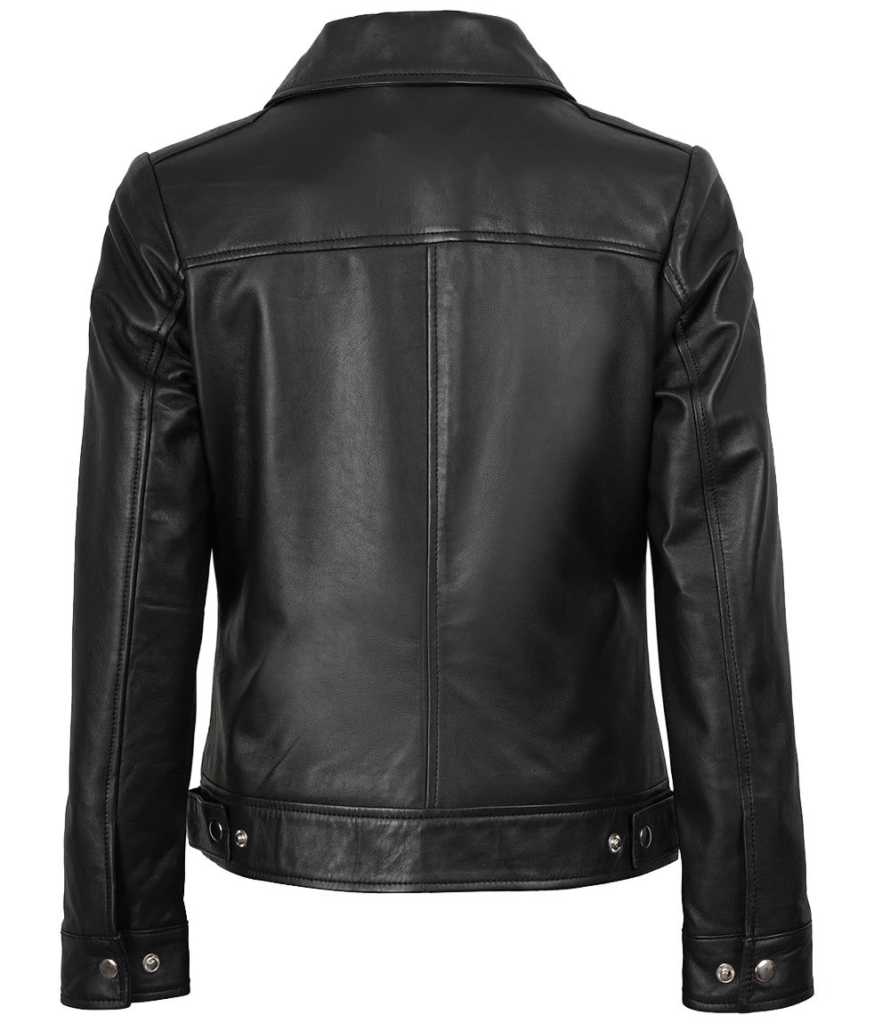 Jose Women’s Black Leather Harrington Jacket | Jacket Aura in XS - Jacket Aura