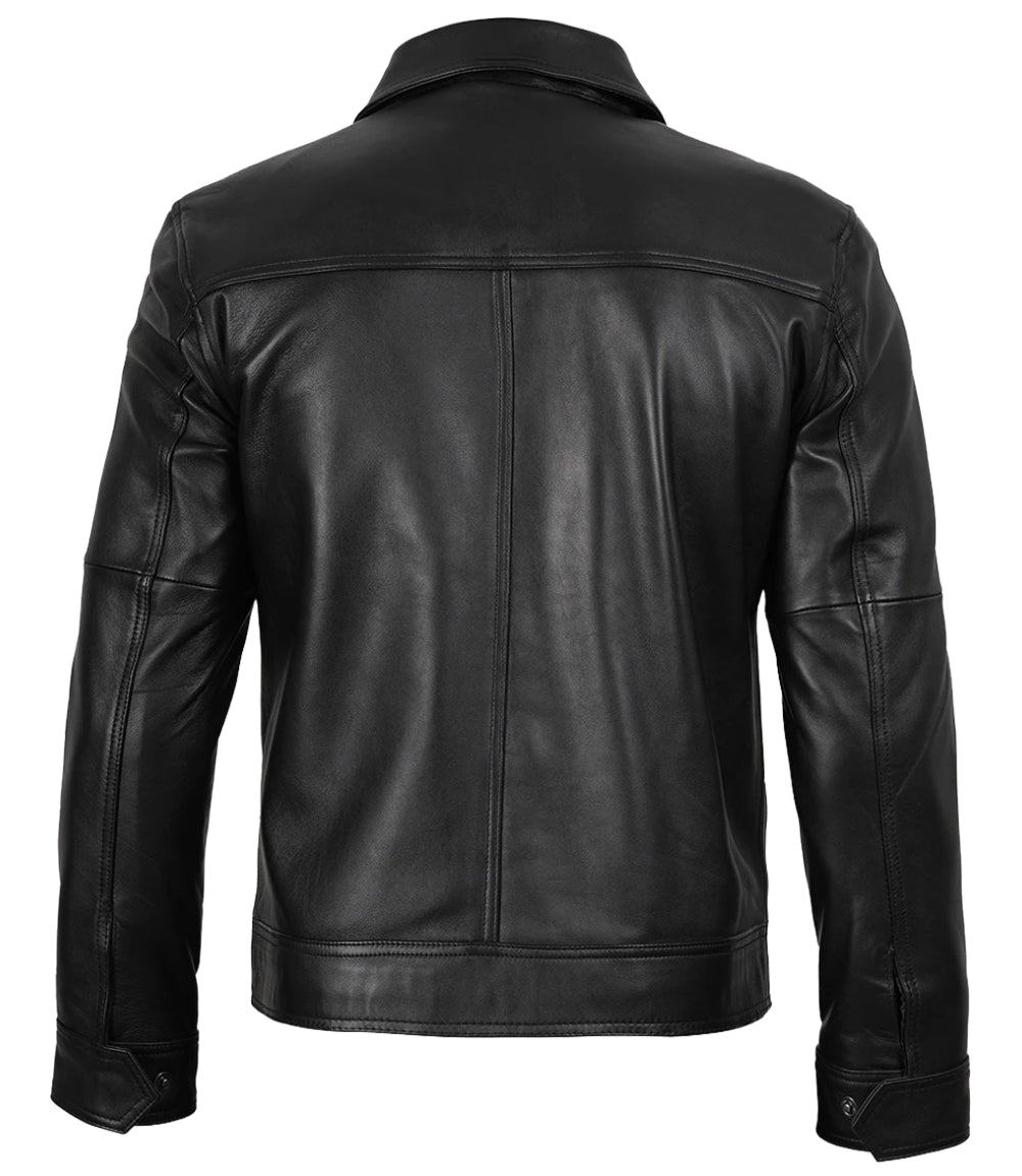 Men’s Classic Black Leather Harrington Jacket | Jacket Aura in XS - Jacket Aura
