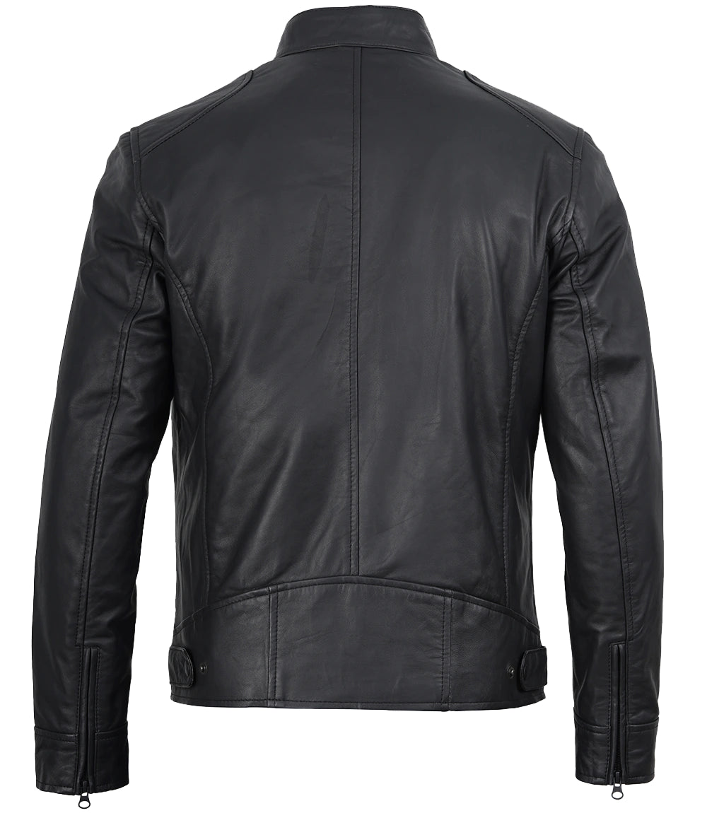 Men's Matte Black Leather Biker Jacket| Jacket Aura in XS - Jacket Aura
