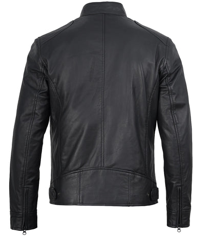 Men's Matte Black Leather Biker Jacket| Jacket Aura in XS - Jacket Aura