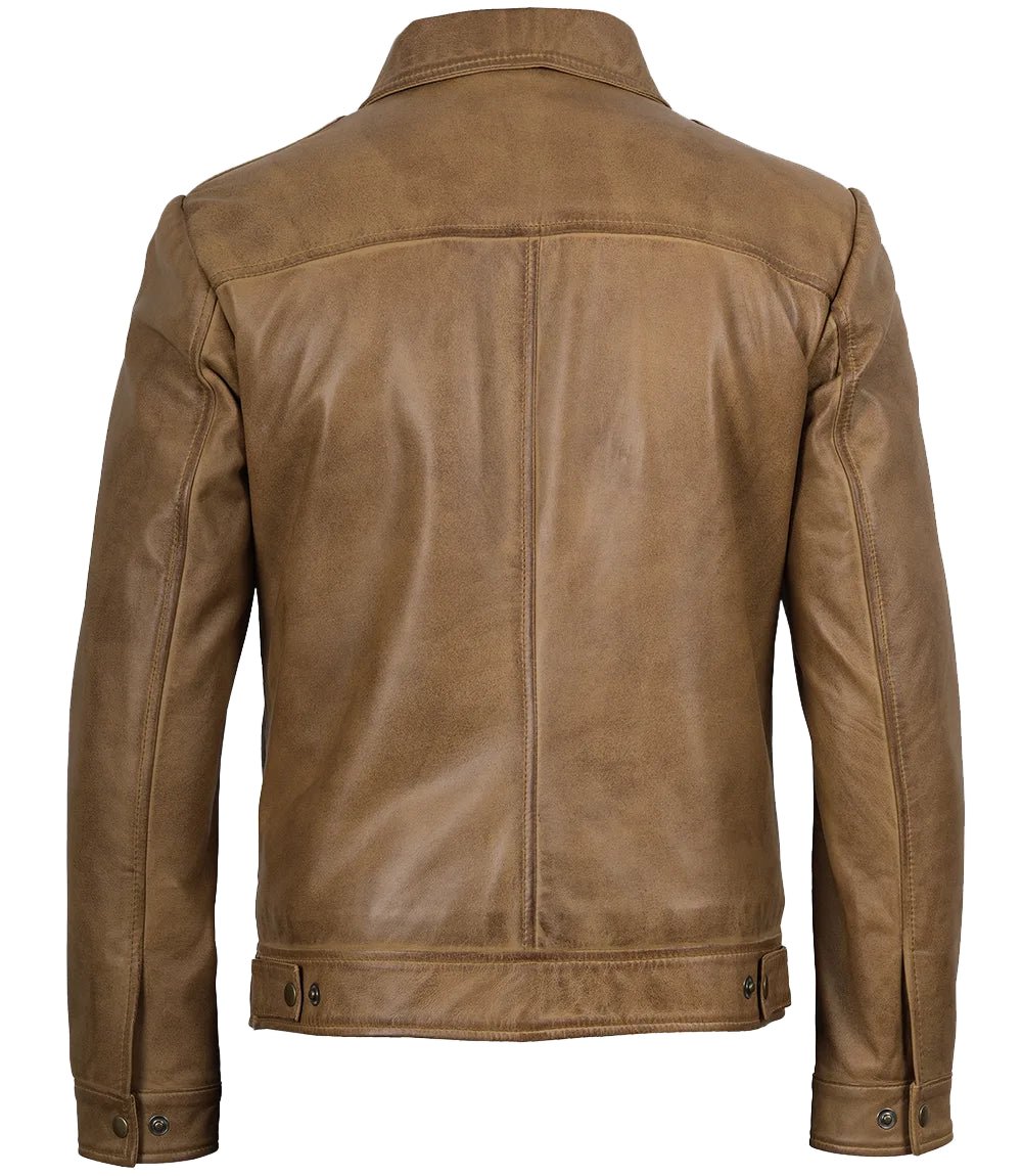Men's Yellow Waxed Leather Harrington Jacket | Jacket Aura in XS - Jacket Aura