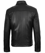Men's Tony Black Leather Harrington Jacket | Jacket Aura in XS - Jacket Aura
