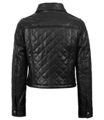 Women’s Black Real Leather Cropped Quilted Jacket | Jacket Aura in XS - Jacket Aura