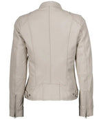 Women’s Off White Leather Biker Jacket | Jacket Aura in XS - Jacket Aura