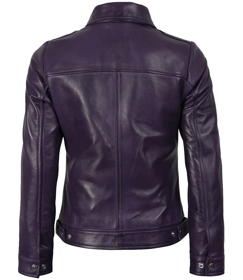 Women’s Purple Leather Harrington Jacket | Jacket Aura in XS - Jacket Aura
