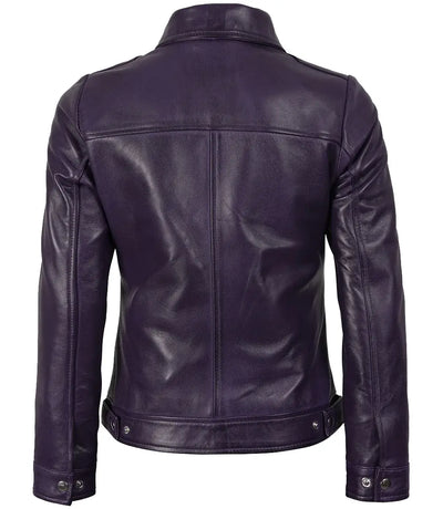 Women’s Purple Leather Harrington Jacket | Jacket Aura in XS - Jacket Aura