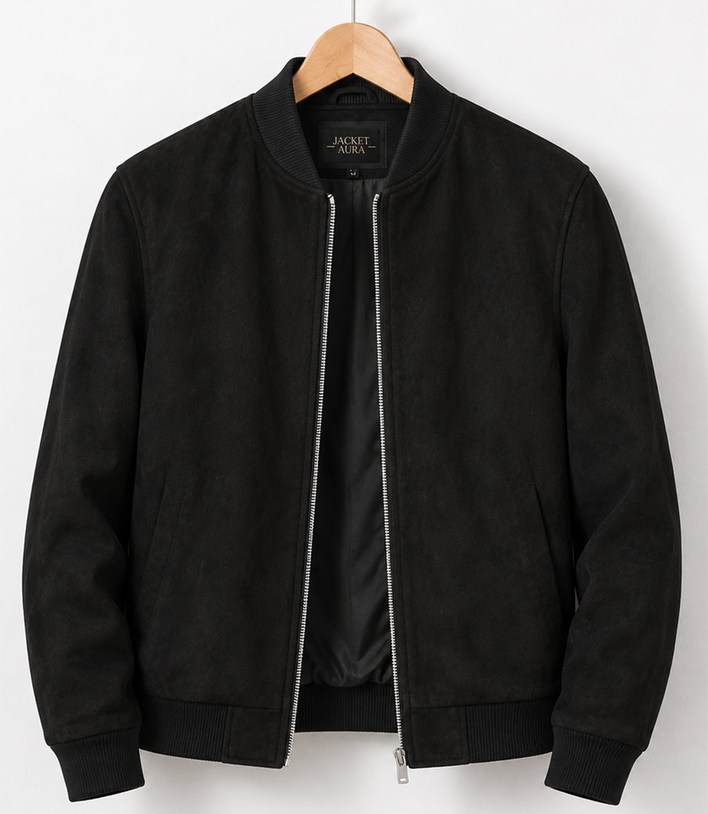 Shop Men's Aura Black Faux Suede Jacket - Jacket Aura