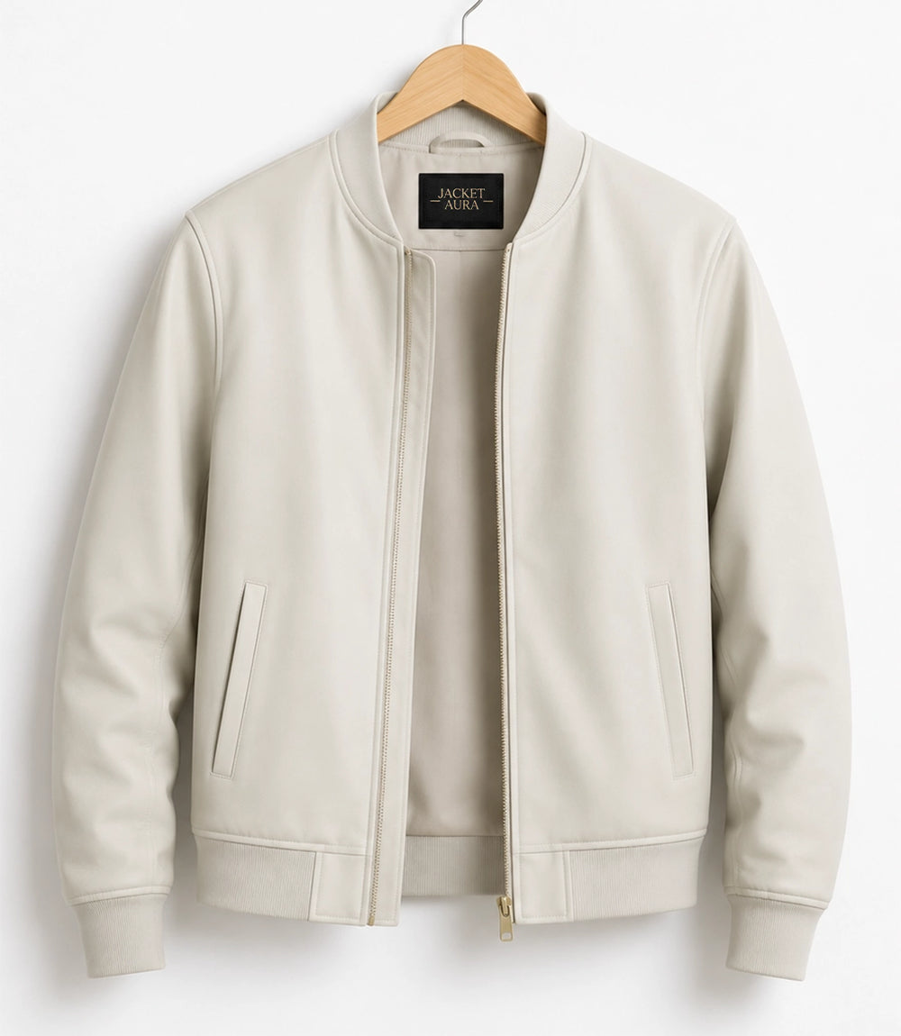 Shop Men's Aura Off White Faux Suede Jacket - Jacket Aura