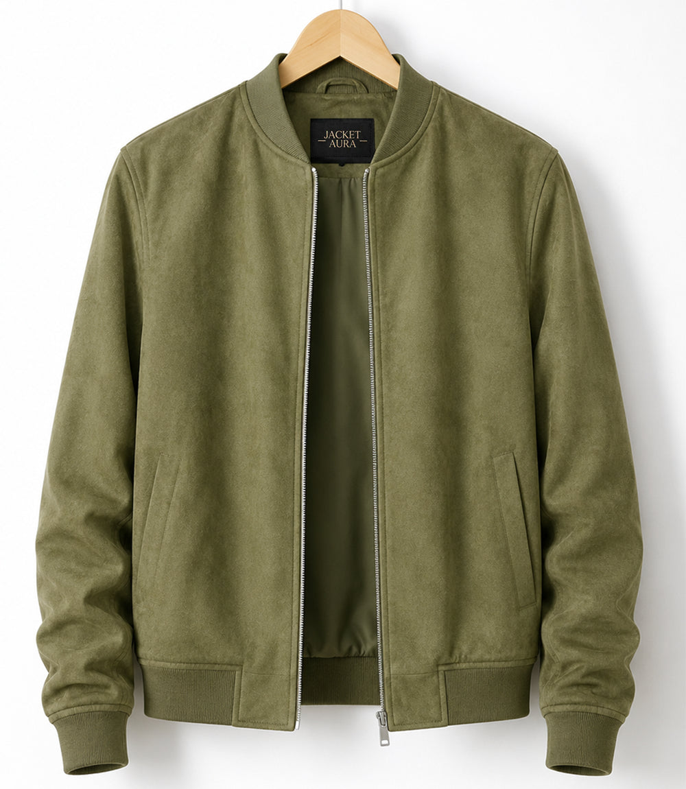 Shop Men's Aura Sage Green Faux Suede Jacket - Jacket Aura