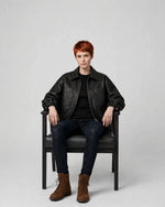 Shop Women's Black Moto Full Grain Leather Jacket  - Jacket Aura