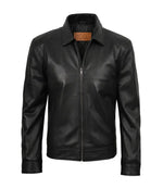 Men's Tony Black Leather Harrington Jacket | Jacket Aura in XS - Jacket Aura