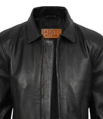 Men's Tony Black Leather Harrington Jacket | Jacket Aura in XS - Jacket Aura