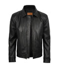 Men's Tony Black Leather Harrington Jacket | Jacket Aura in XS - Jacket Aura