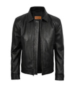 Men's Tony Black Leather Harrington Jacket | Jacket Aura in XS - Jacket Aura