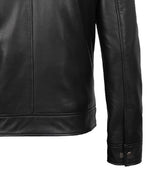 Men's Tony Black Leather Harrington Jacket | Jacket Aura in XS - Jacket Aura
