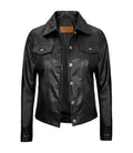 Women’s Black Lambskin Leather Four - Pocket Trucker Jacket | Jacket Aura in XS - Jacket Aura