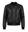 Women’s Black Leather Bomber Jacket in XS - Jacket Aura