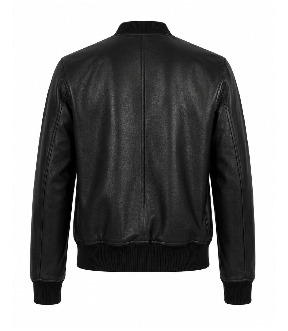 Women’s Black Leather Bomber Jacket in XS - Jacket Aura