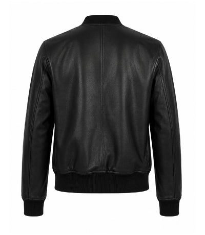 Women’s Black Leather Bomber Jacket in XS - Jacket Aura