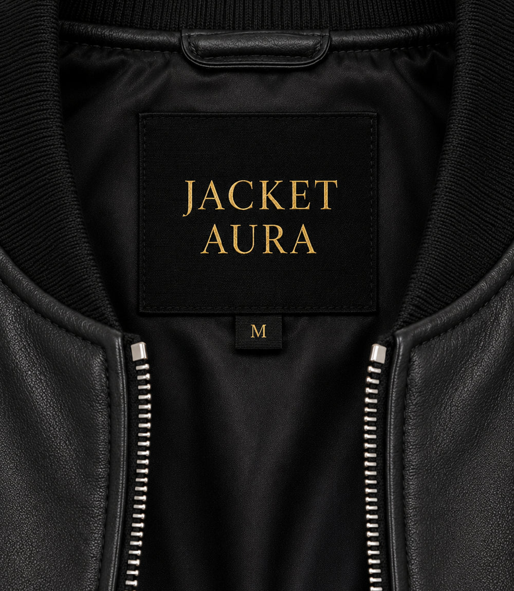 Women’s Black Leather Bomber Jacket in XS - Jacket Aura