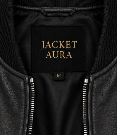 Women’s Black Leather Bomber Jacket in XS - Jacket Aura
