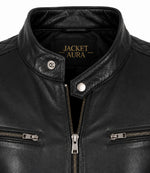 Women’s Black Leather Quilted Bomber Jacket in XS - Jacket Aura