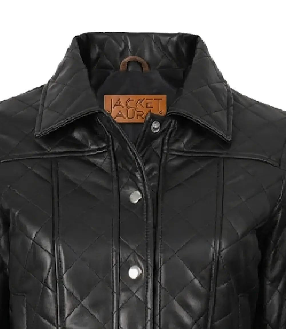 Women’s Black Real Leather Cropped Quilted Jacket | Jacket Aura in XS - Jacket Aura