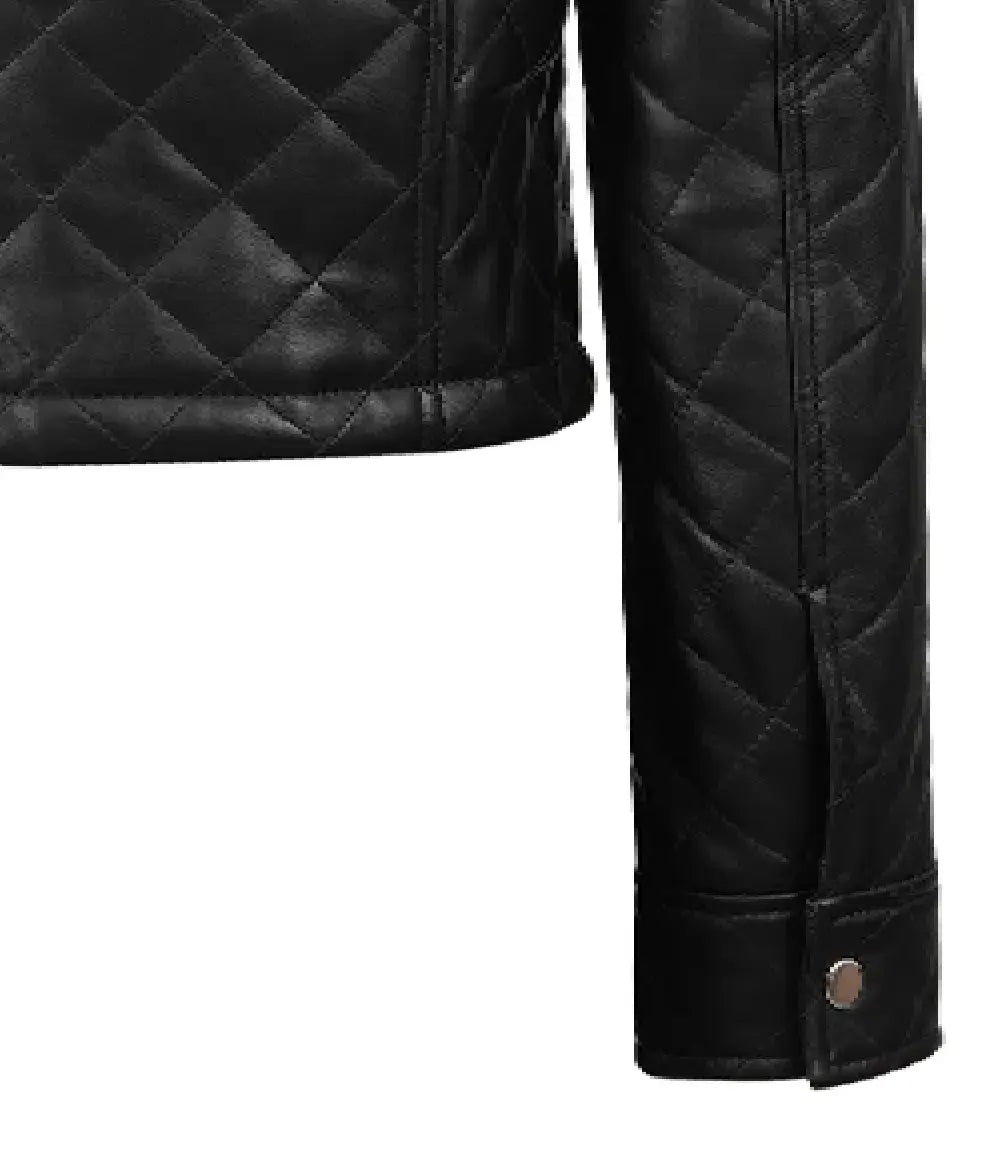 Women’s Black Real Leather Cropped Quilted Jacket | Jacket Aura in XS - Jacket Aura