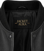 Women’s Cropped Black Leather Bomber Jacket in XS - Jacket Aura