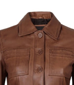 Women’s Cropped Cognac Brown Leather Jacket | Jacket Aura in XS - Jacket Aura