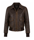 Women’s Dark Brown Leather Bomber Jacket in XS - Jacket Aura