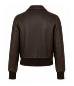 Women’s Dark Brown Leather Bomber Jacket in XS - Jacket Aura